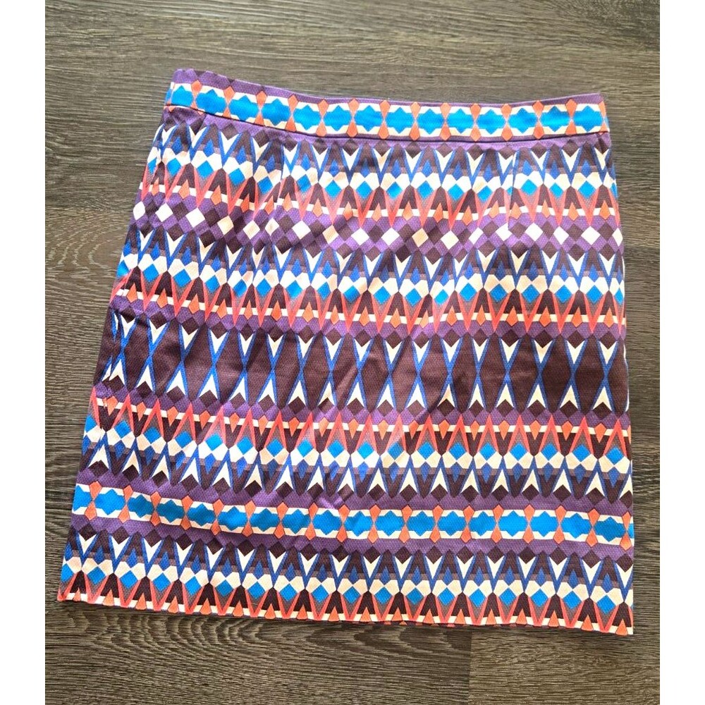 J. Crew Geometric Print Mini Skirt Size 4 Purple Blue Pink White Indie sleaze